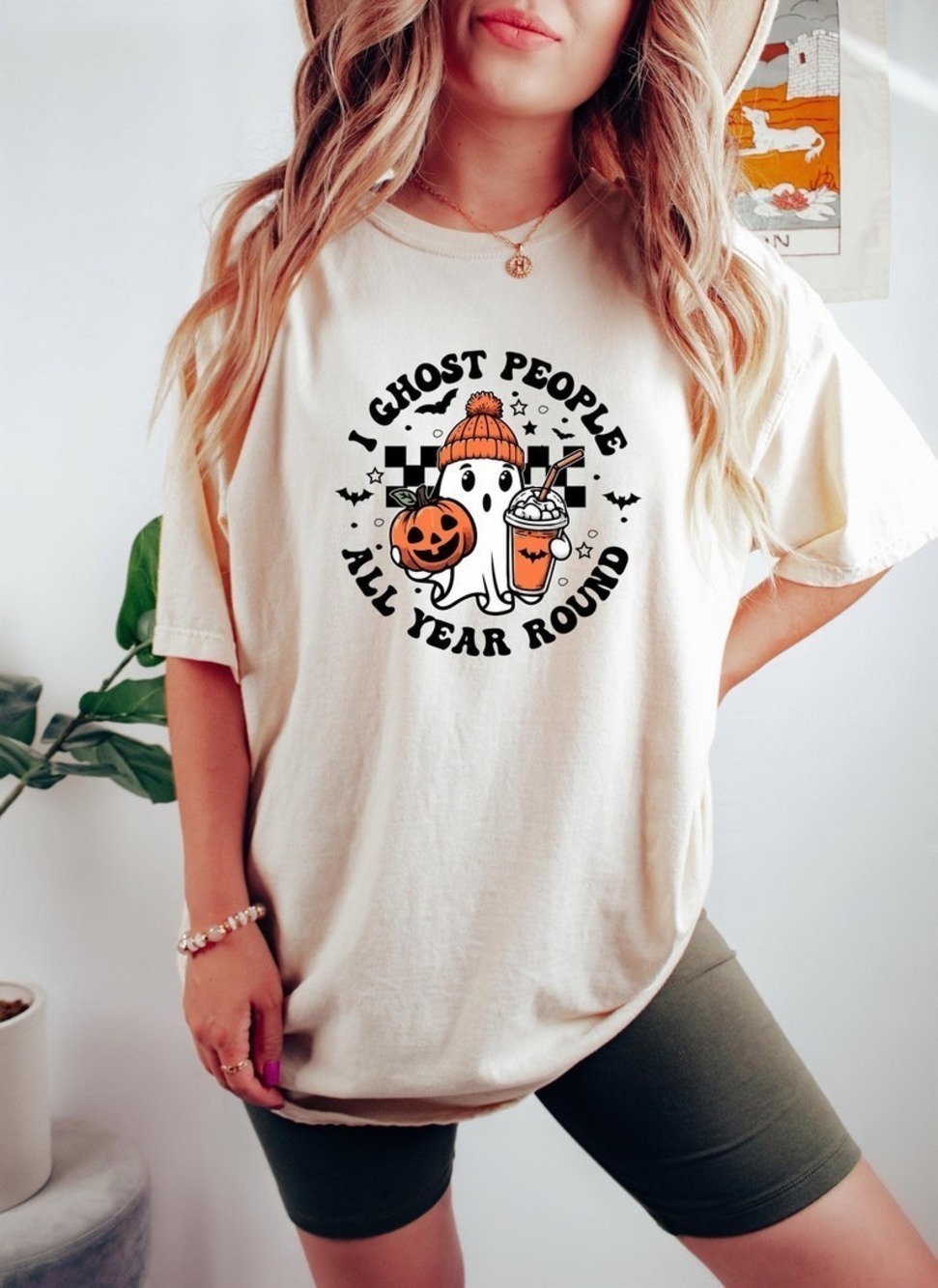 Funny Spooky Shirt Halloween Womens Party Ghost Spooky Season Fall Tee